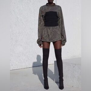 Yeezy Season 4 Over the Knee Boots Size 10 Black Made in Italy Thigh High OTK